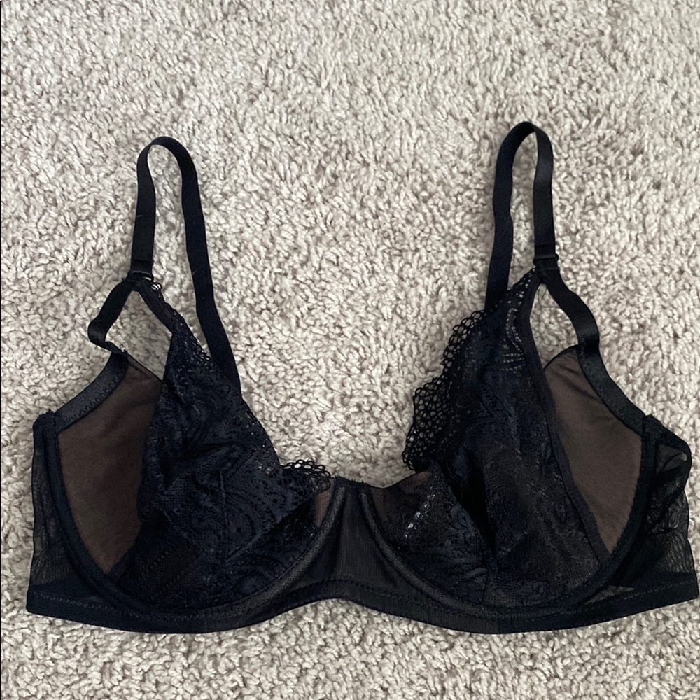 NWOT Sexy Black Lace Mesh Bra with Underwire